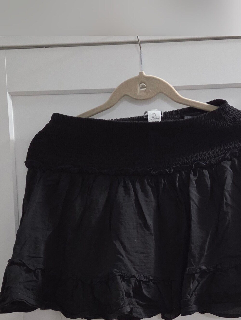 H&M Black Tiered Smocked Mini Skirt